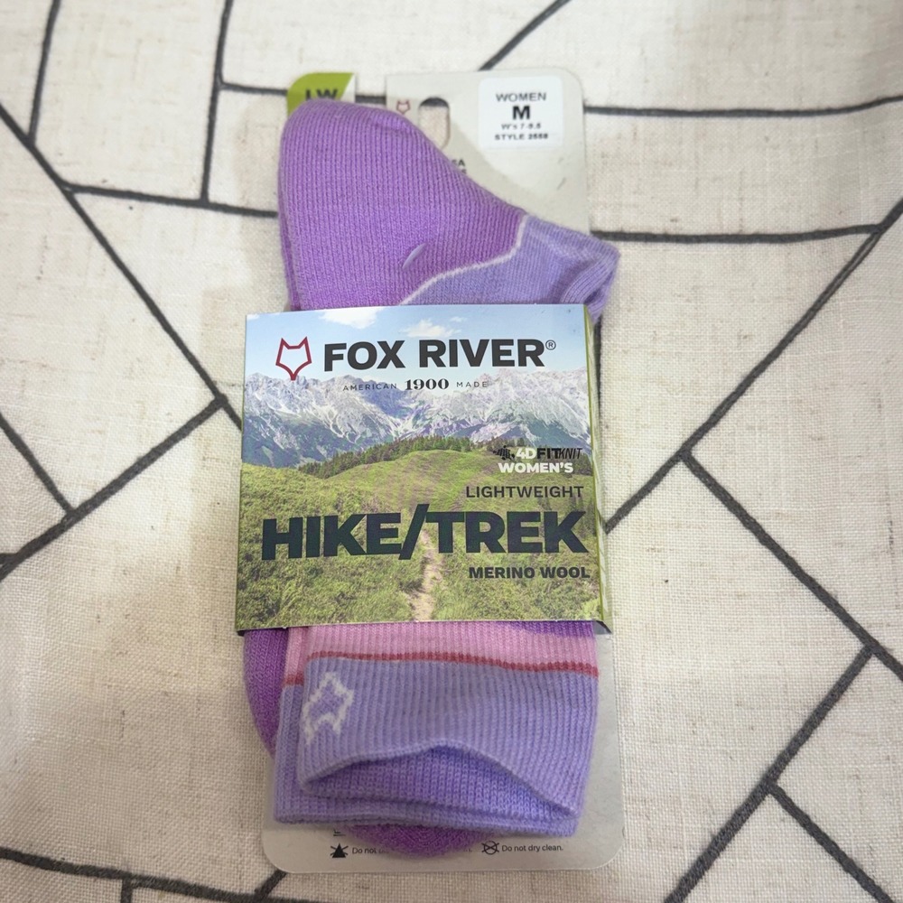 Fox River Hike/Trek Socks Size M Purple Merino Wool Lightweight Crew 2558